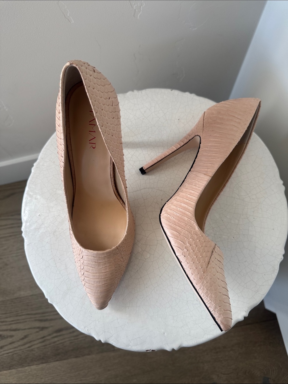 TAMAR Blush Pink Leather Textured Pointed-Toe Stiletto Dress Pumps Size 9.5 NWOB
